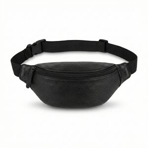 Sleek Black Leather Belt Bag Unisex